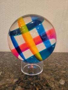 lot 20 image: Vasa Velizar Mihich Signed Sphere Lucite Sculpture.