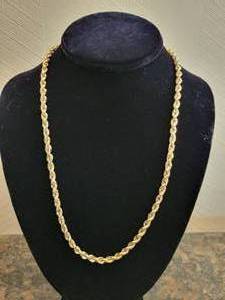 lot 35 image: Fabulous 14K Yellow Gold Rope Necklace 22 long.