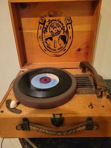 lot 47 image: The Lone Ranger Record Player (Decca, 1950s). Wonderful wood vintage record player from circa 1956