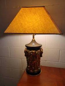 lot 66 image: Sarreid Brass Horse Table Lamp in High Relief. Hollywood Regency.