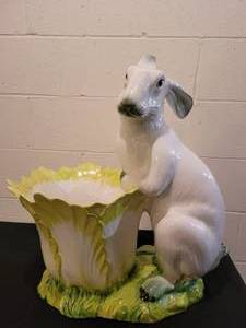 lot 67 image: Giant Porcelain Rabbit Planter.
