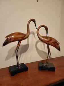lot 70 image: Austin Prod Kinder Line Brass Lucite Egret Crane Bird Sculpture Hollywood Regency.