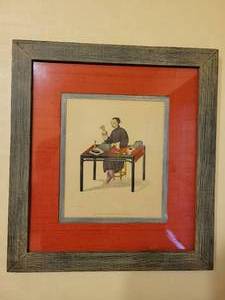 lot 73 image: Original Watercolor in Red Silk Mat. From The Dayton Company.