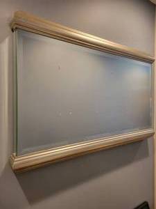 lot 100 image: Modern Framed and Beveled Silver Mirror.