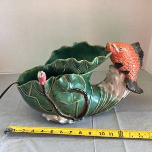 Ceramic Coy Fish Water Pump with Light for the Garden  Patio (Working)
