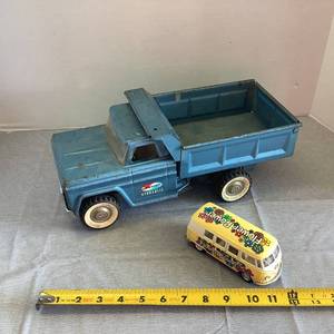 Metal Truck, Structo Hydraulic and Flower Power Toy Van