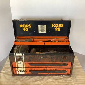 Orange and Black Tool Box  Filled with Assortment of Tools