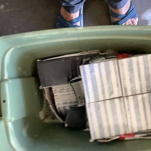Bin Full of Square Tile - Blue and White Striped