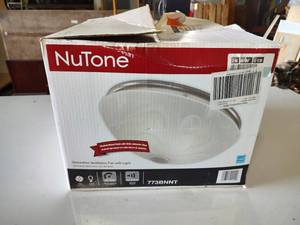 lot 108 image: Nutone decorative brushed nickel ceiling exhaust bath fan