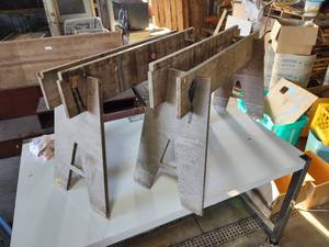 lot 161 image: pair of wooden sawhorses