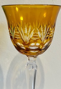 lot 102 image: Six Vintage Gorgeous Colored Cut Glass Stemware Pieces