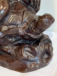 lot 12 image: Maitland Smith Bronze Sculpture of a Child and a Turtle