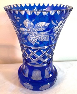 lot 45 image: Two Cobalt Blue Vintage Bohemian Crystal Vases
