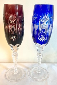 lot 42 image: 6 Vintage Bohemian Crystal Champaign Flutes