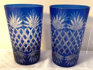 lot 59 image: 6 Vintage Cobalt Blue Bohemian Crystal Glasses