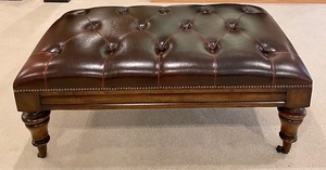 lot 71A image: Wonderful Woodbridge Furniture Fine Leather Ottoman on Casters