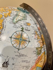 lot 84 image: Decorative Table Top World Globe with a Wooden Stand