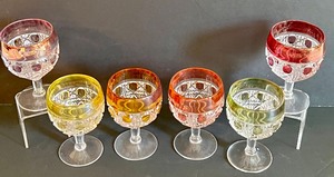 lot 159A image: Set of Six Vintage Colored Pressed Glass Cordials