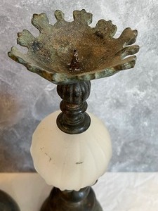 lot 176 image: Pair of Metal and Glass Decorative Candle Holders