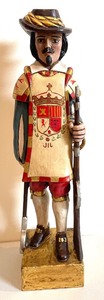 lot 14 image: Set of Five Antique Wood Solider Figurines Made in Spain