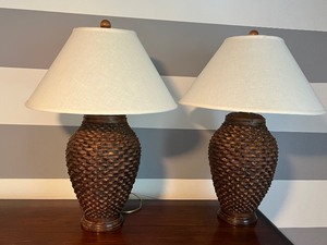 lot 191 image: Pair of Woven Decorative Table Lamps