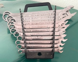 lot 320 image: Craftsman Open and Closed Wrench Set with Wall Mount Rack