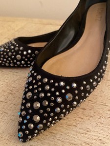 lot 216 image: Pair of NEW Black Bedazzled Schutz Flats
