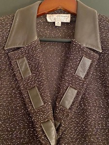 lot 227 image: St. John Knit Sweater with Leather Accents