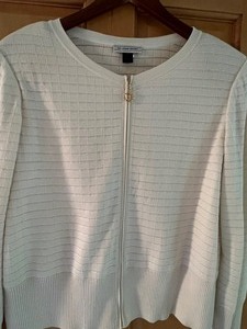 lot 303 image: St. John IvoryOff White Knit Zip Up