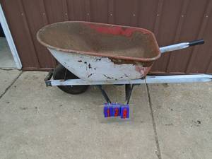 Steel Handle Ace wheel barrow. Needs wood spacer on one side. As shown.