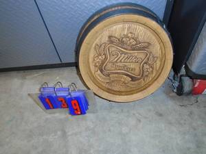 Plastic Miller barrel end sign. As shown.