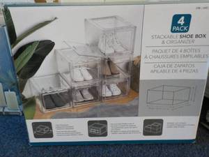 4 Pack Stackable Shoe Box and Organ...