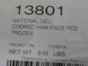 10 lb. Frozen Pkg Cooked Ham Pieces...
