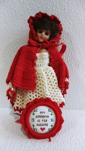 Vintage Crochet Red Riding Hood Doll