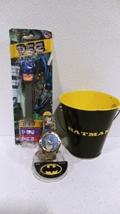 Collectible Batman Bucket, Watch and Pez Dispenser