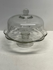 Anchor Hocking Savannah Floral Clear Glass Plate and Dome