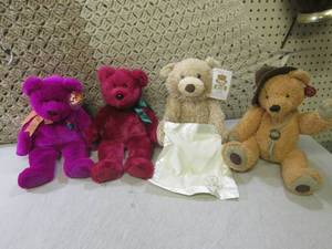 lot 184 image: (BSB) 4 Plush Bears 2 Large TY Bean...