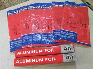 lot 258 image: (BS) 6 Red Plastic Table Covers and...
