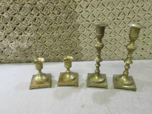 lot 339 image: (EC1) Brass Candle Holders...