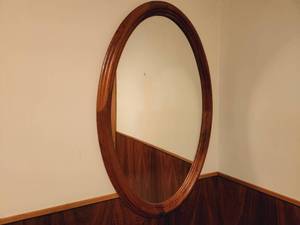 Danish Teak Oval Mirror