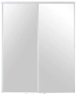 72 in. x 80 in. 230 Series Steel White Mirror Sliding Door (LIKE NEW CONDITION)