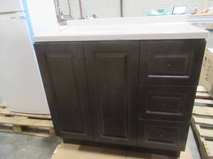 Northwood 37 in. W x 19 in. D Bathroom Vanity in Dusk with Solid Surface Vanity Top in Silver Ash with White Sink (NICE CONDITION)