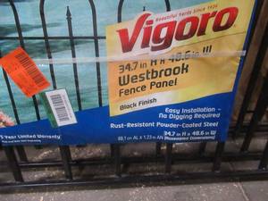 VIGORO Westbrook 36 in. x 48 in. Black Steel Fence Panel - 4 PANELS
