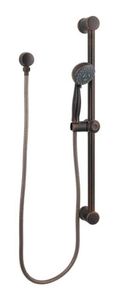 lot 39 image: PFISTER Pfirst 3-Spray Round Wall Bar Shower Kit with Hand Shower in Rustic Bronze (Retails for $376.49)