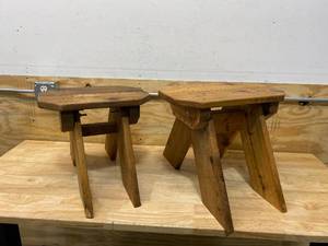 lot 64 image: Lot of 2 Handmade StoolsKids TablesEnd Tables