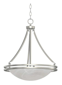 lot 73 image: MONUMENT 3-Light Brushed Nickel Chandelier With Alabaster Glass Shade