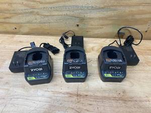 lot 77 image: RYOBI Lot of 3-  18v Battery Chargers