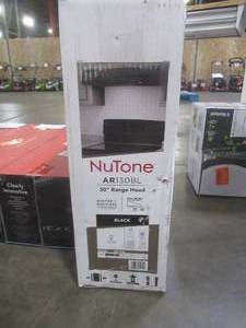 lot 252 image: Broan-NuTone AR1 Series 30 in. 270 Max Blower CFM 4-Way Convertible Under-Cabinet Range Hood with Light in Black. Model #AR130BL (OPEN BOX)