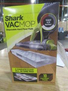 lot 261 image: Shark VACMOP 5.9 in. x 10 in. Disposable Hard Floor Vacuum and Mop Pad Refills Microfiber Cloth (10-Count). Model #VMP10 (OPEN BOX)