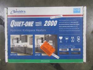 lot 263 image: Quiet-One 2000 Series 4,000 BTU Hydronic Kickspace Heater in Stainless Steel (Not Electric). MODEL KS2004 (Open Box)